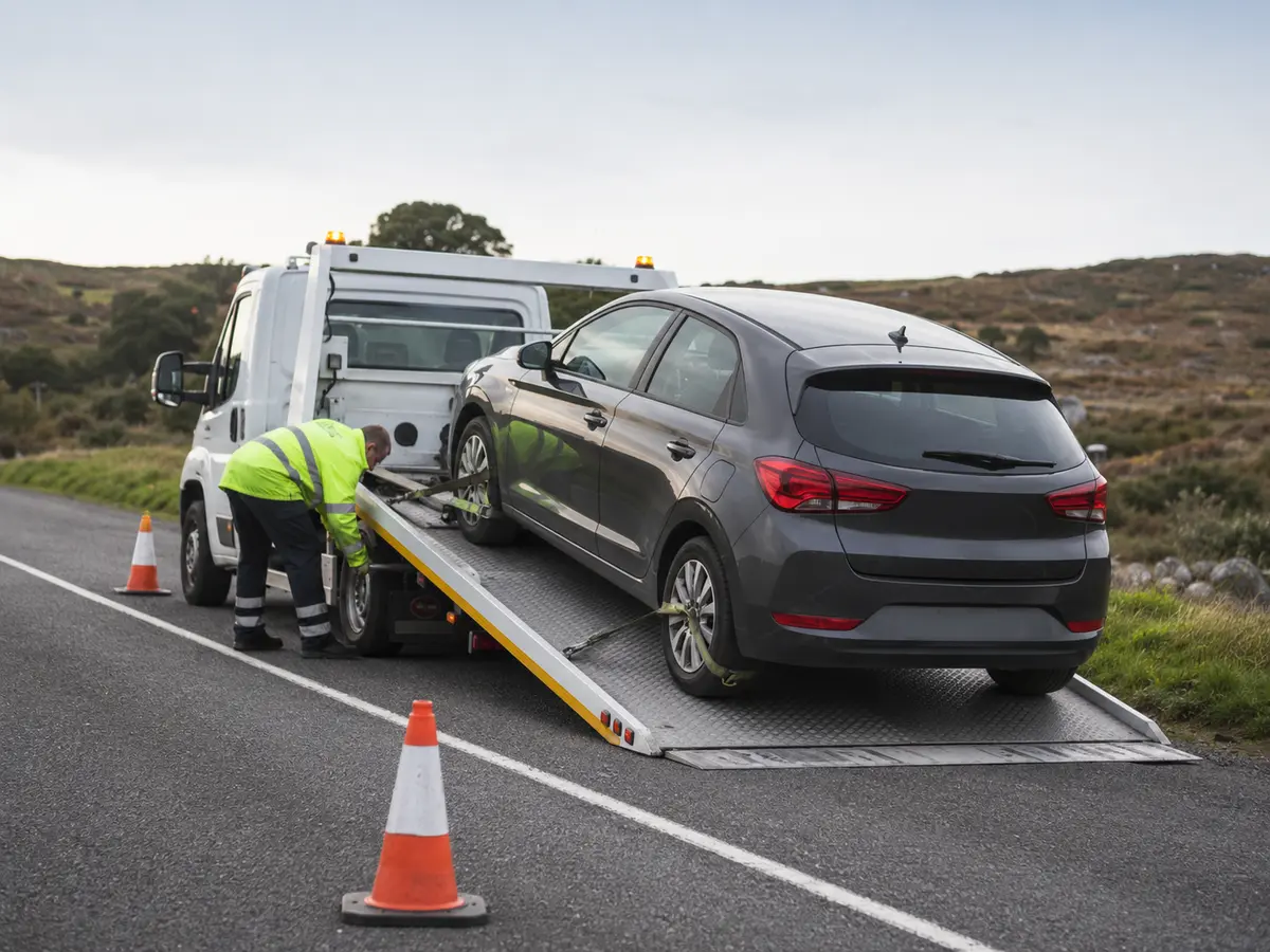 Recovery truck loading a broken-down vehicle